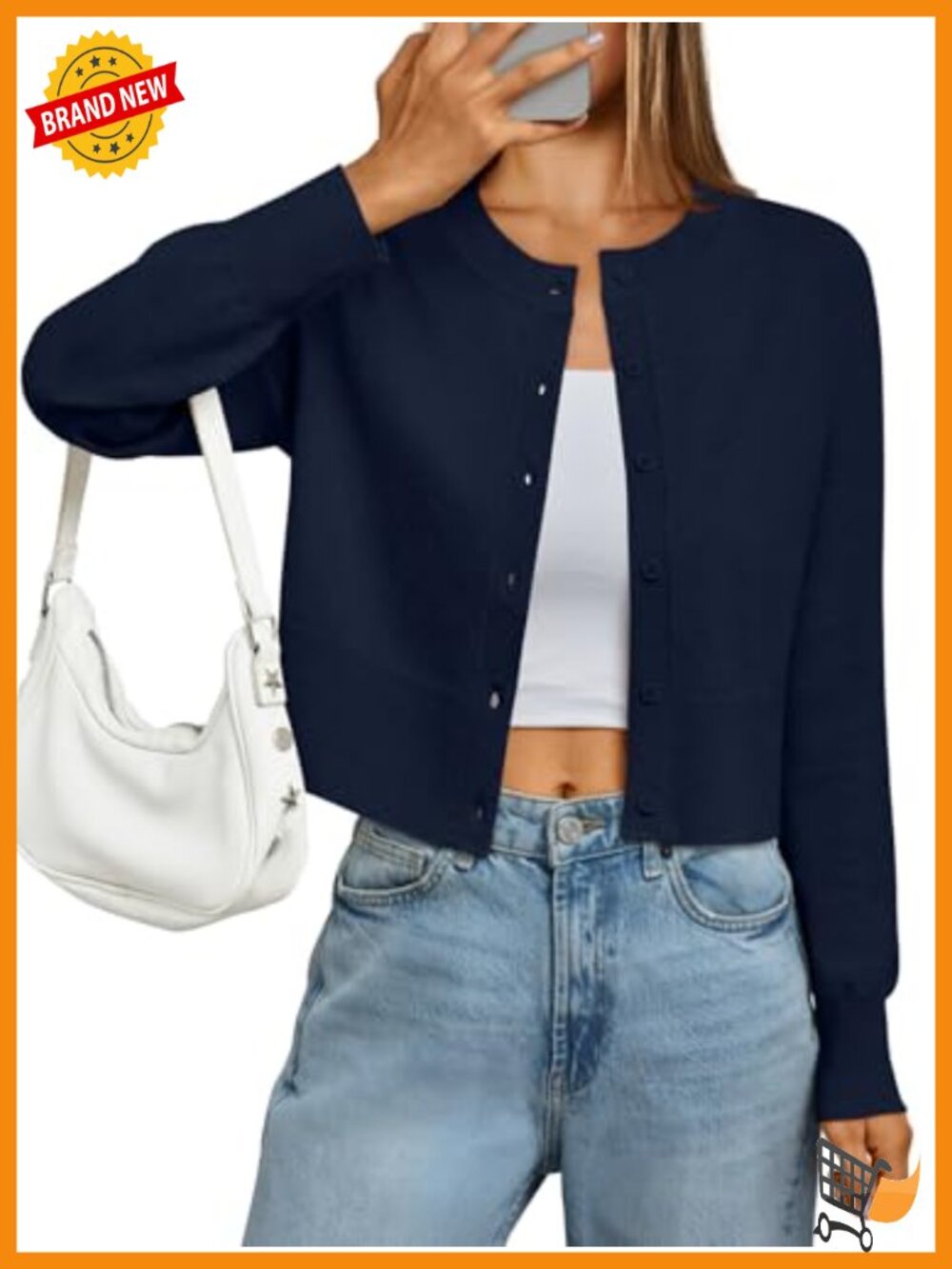 Cropped Lightweight Cardigan Sweater Crew Neck Summer Y2k Fashion